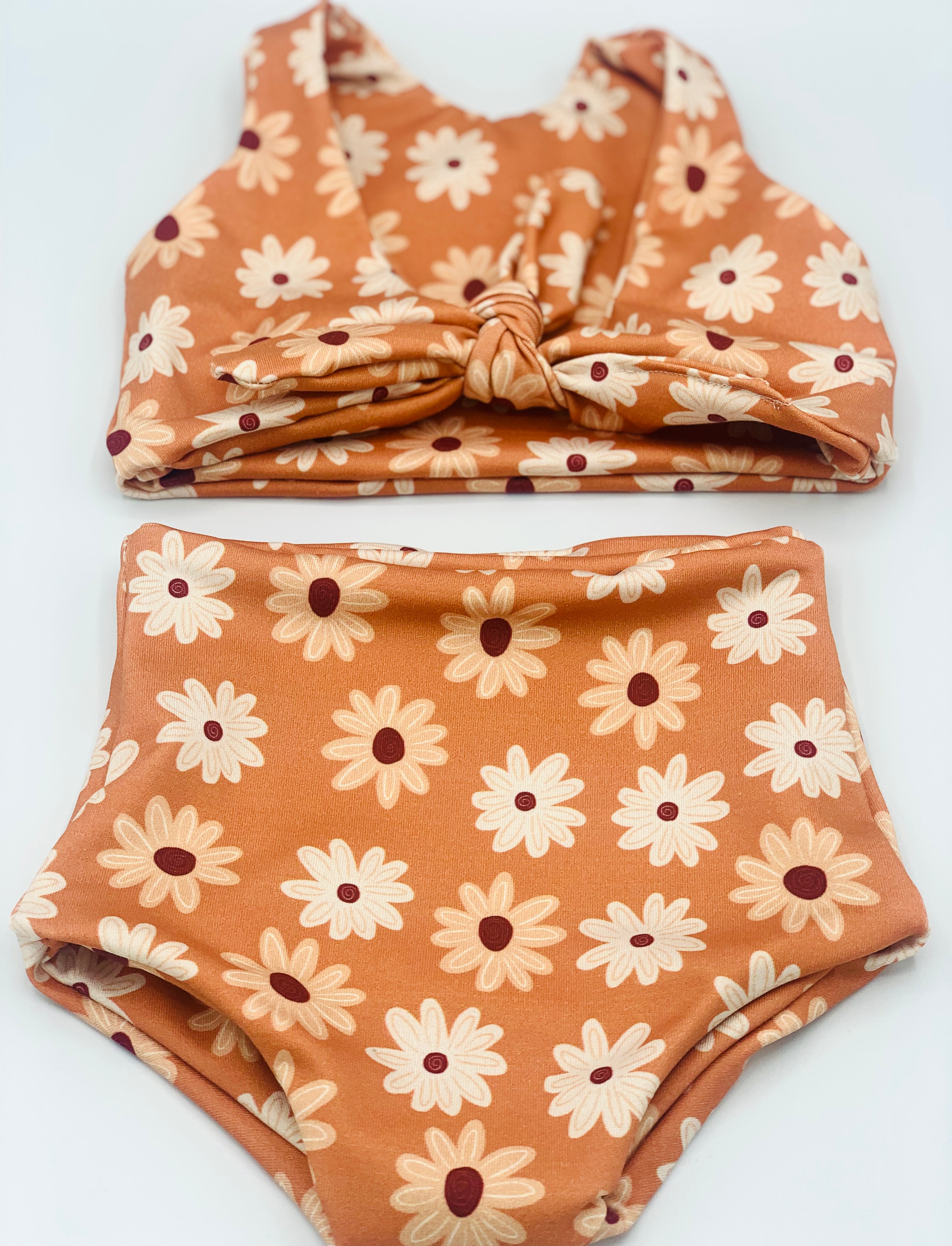 Swim tie back top and high waisted bottoms (18-24m)