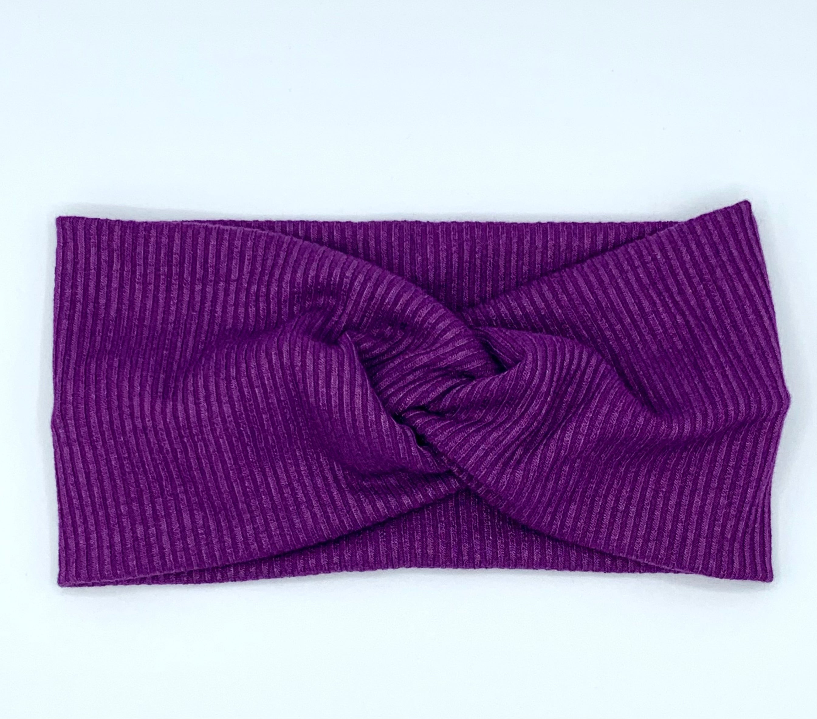 Purple Ribbed Adult Headband