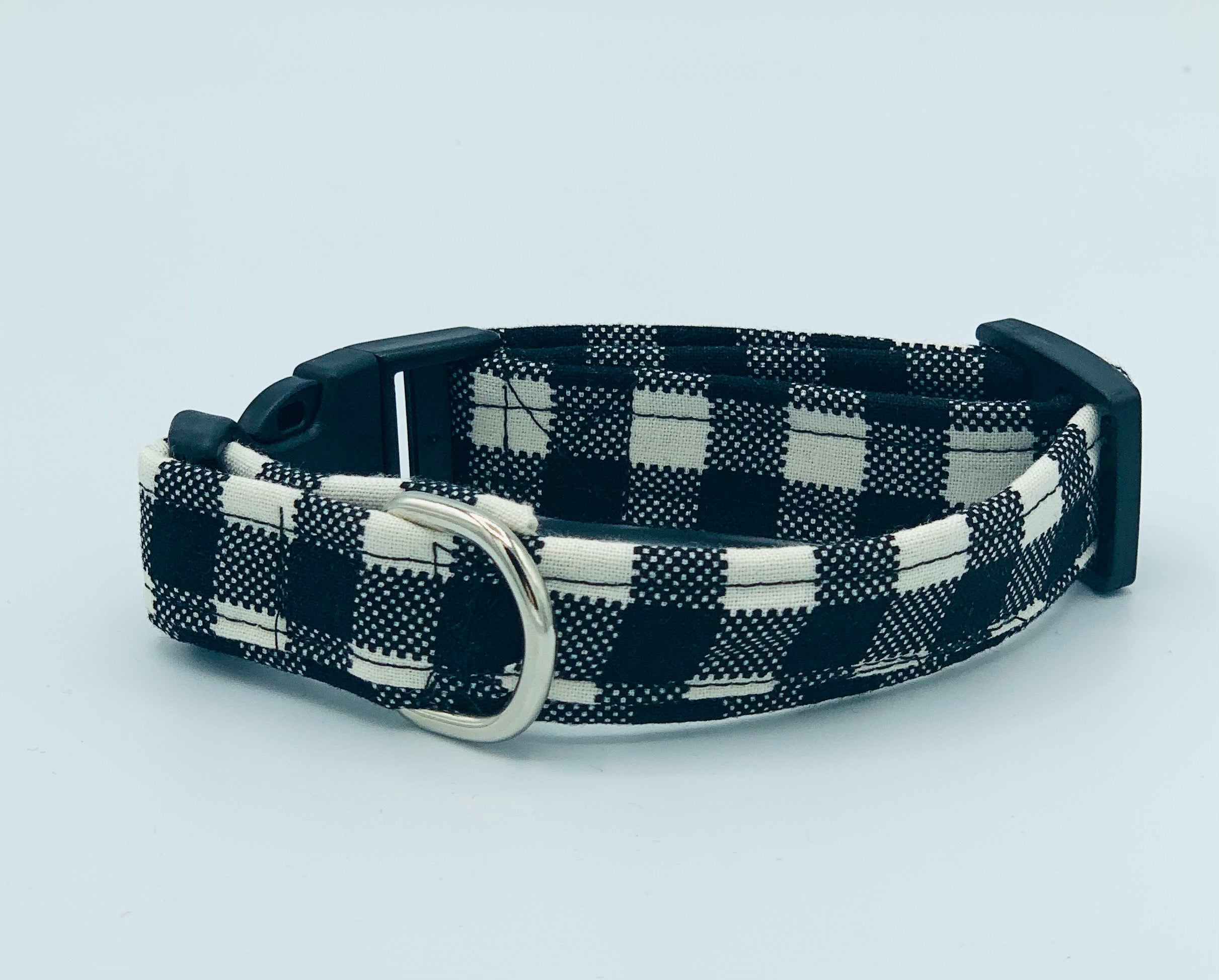 Black and White Check Small Dog Collar