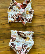 Swim-Reversible Tie Top and High Waisted Bottoms (sizes 2T-9)