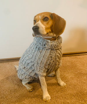 Grey Knitted Dog Sweater (Medium)