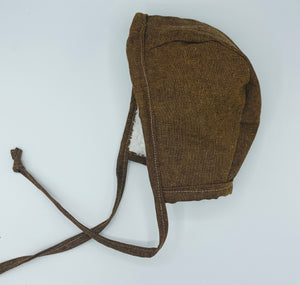 Brown Linen Sherpa Lined Bonnet (12-18 months)