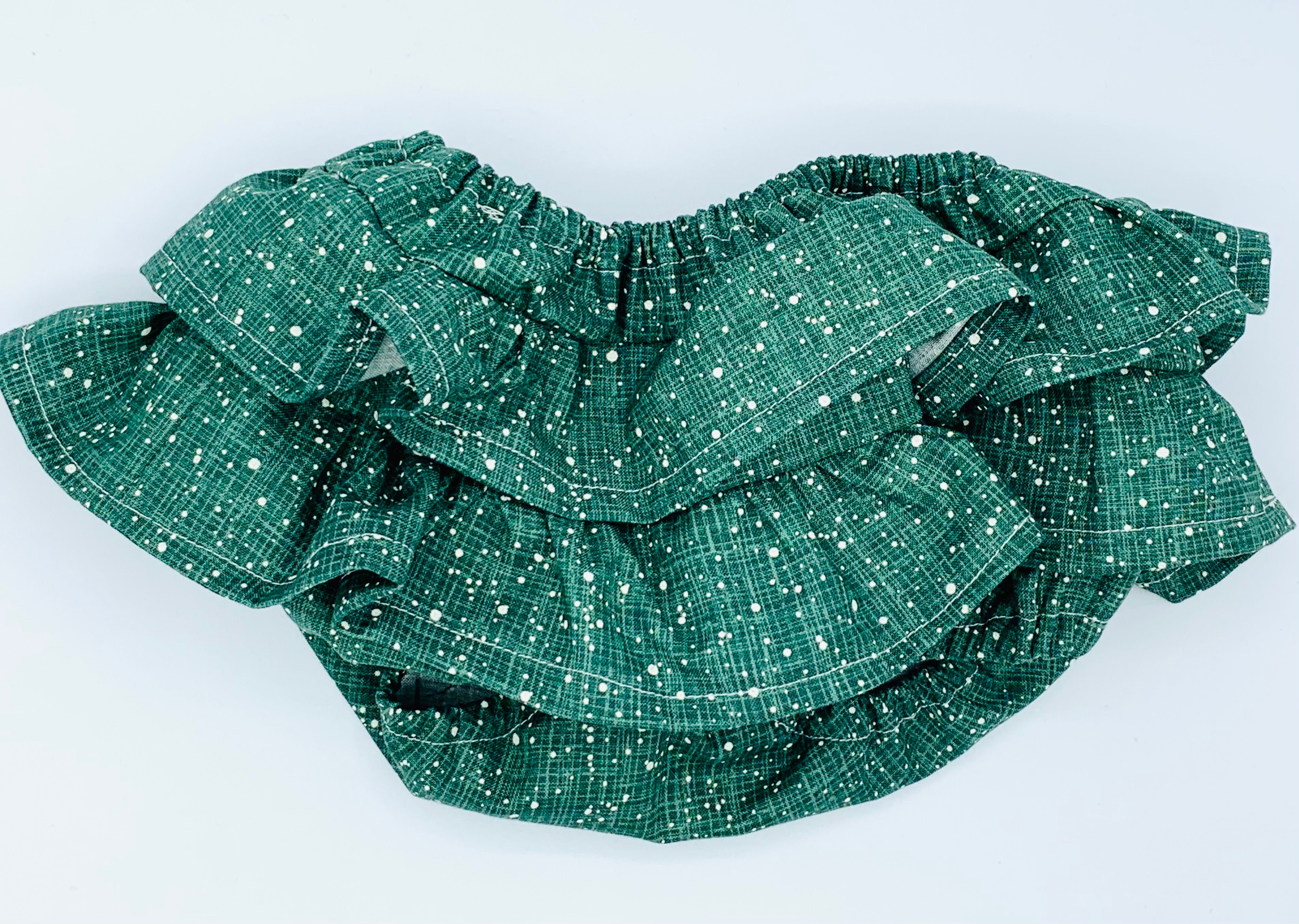 Green Speckle Ruffle Bloomers (6-9 months)