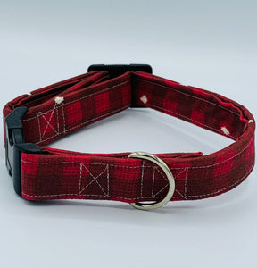 Red Plaid Small/medium Dog Collar
