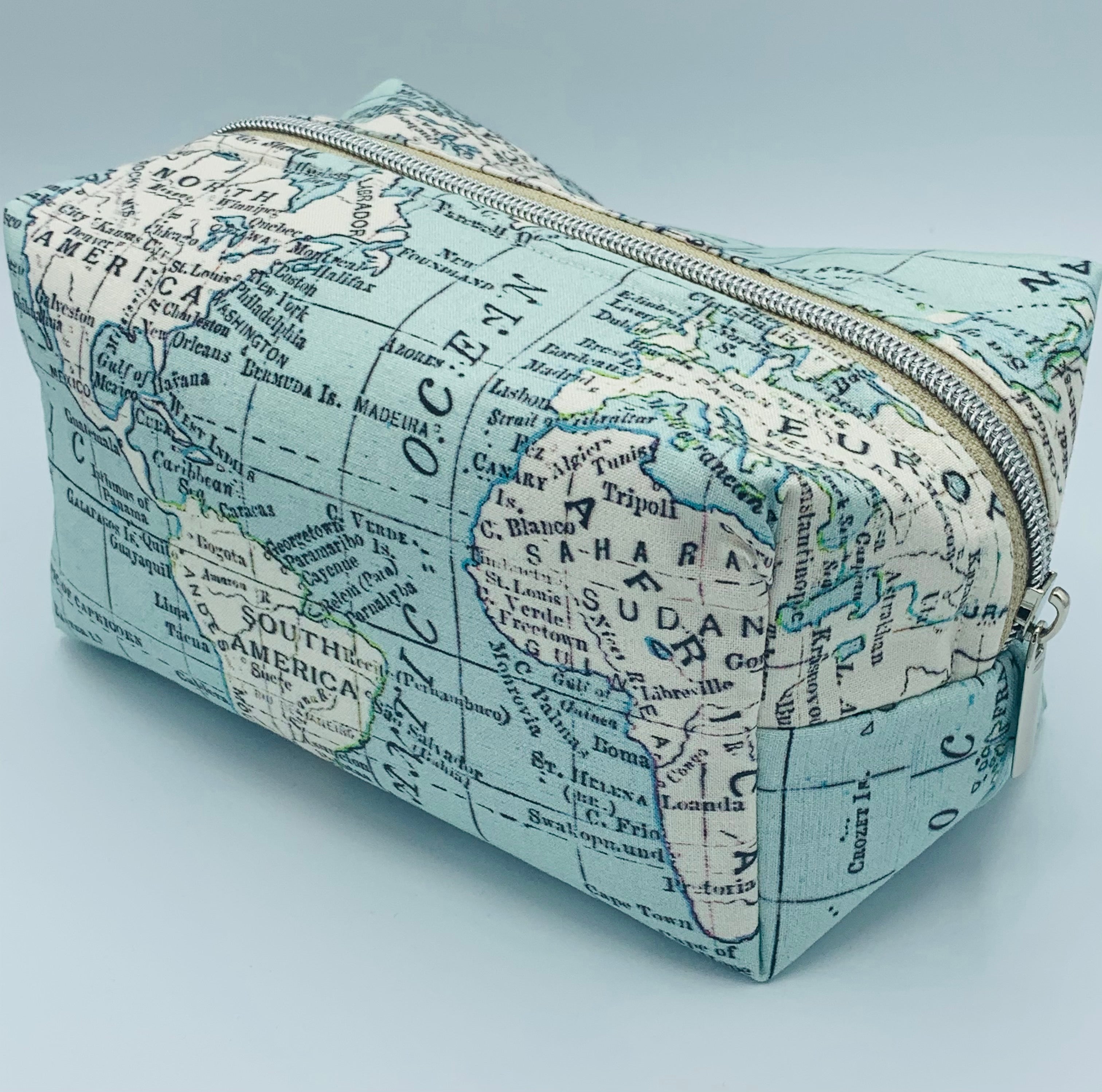 World Map Large Makeup Bag