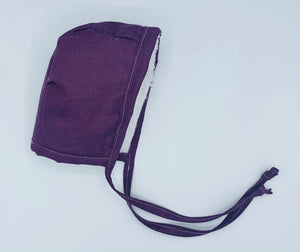 Purple Linen Sherpa Lined Bonnet (0-3 months)